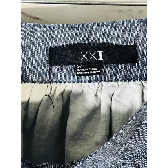XXI Womens Skirt Demin Blue Floral Sz Small Forever 21 100% Cotton Chambray - Picture 5 of 5